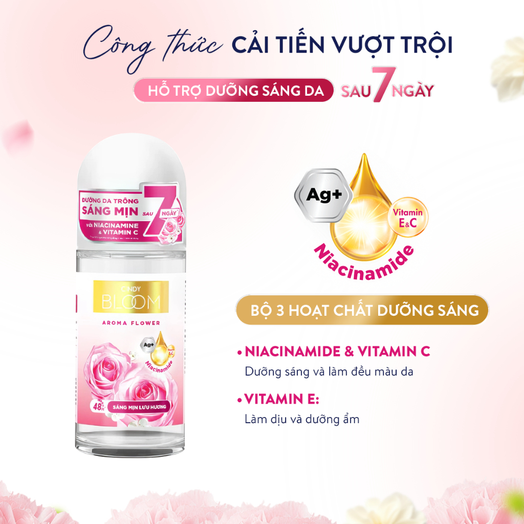 Lăn Khử Mùi Cindy Bloom Sáng Da Hương Nước Hoa 50ml