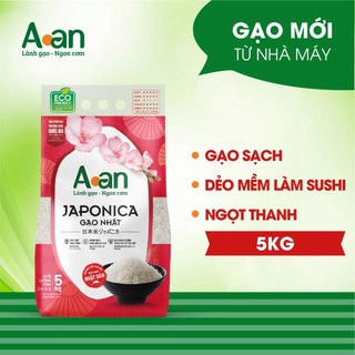 Gạo Japonica Aan túi 5kg - bao bì mới - Chính hãng Gạo sạch Aan