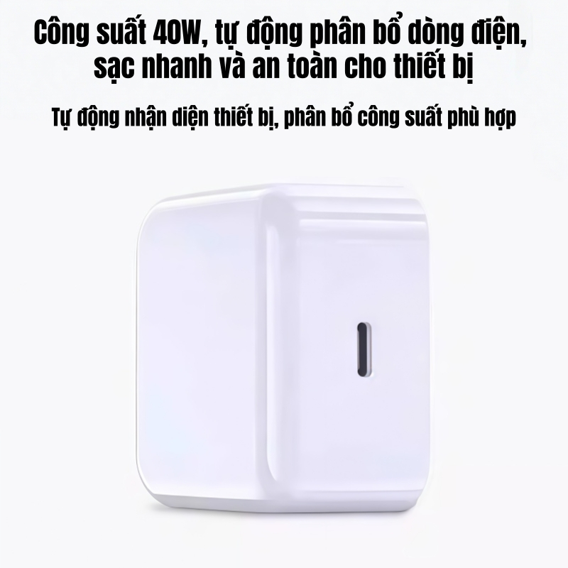 Bộ sạc nhanh PD 40W cho iPhone 17/16/15, cổng Type-C, sạc nhanh ổn định, an toàn khi sử dụng