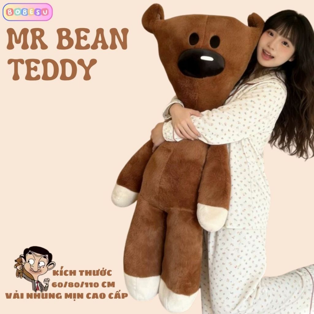 Gấu Bông Mr Bean Cỡ Lớn, Thú Nhồi Bông Teddy Mr Bean Quà Tặng Cho Bạn Gái, Cho Bé Làm Gấu Ôm Ngủ Có Gác Chân, Bobesu