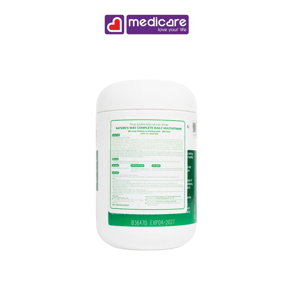 Viên uống NATURE'S WAY Complete Multivitamin hộp 100 viên và 200 viên