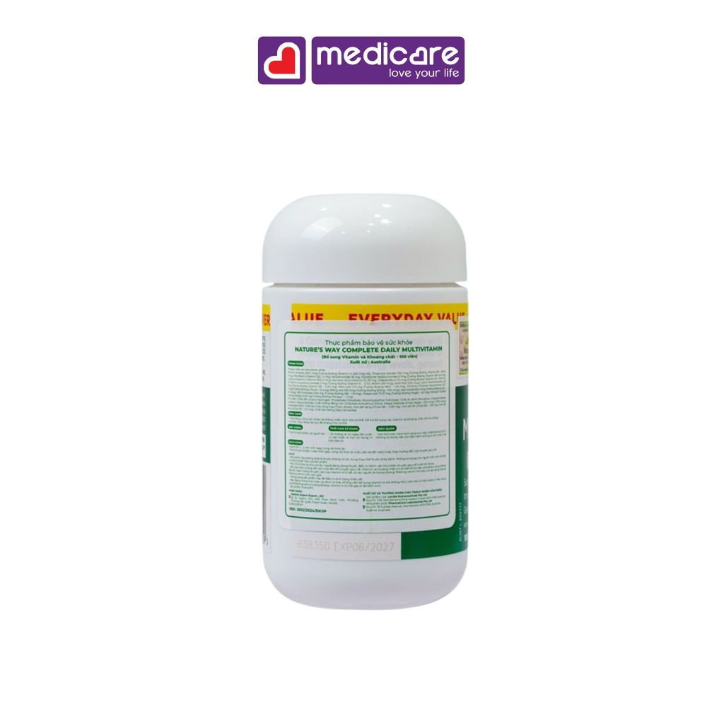 Viên uống NATURE'S WAY Complete Multivitamin hộp 100 viên và 200 viên