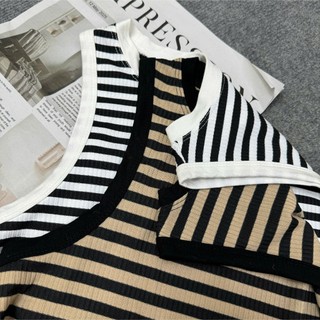 Áo croptop Nhỏ Clothing bigsize ba lỗ sọc viền trắng đen thun gân xịn co giãn trẻ trung dễ phối G3