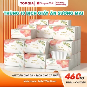 Thùng 10b/15 bịch giấy ăn sương mai Topgia dày 4 lớp mềm mại, chắc chắn, an toàn