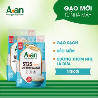 Combo 2 túi Gạo ST25 ngon túi 5kg - Thiết kế bao bì mới - Chính hãng Gạo sạch Aan