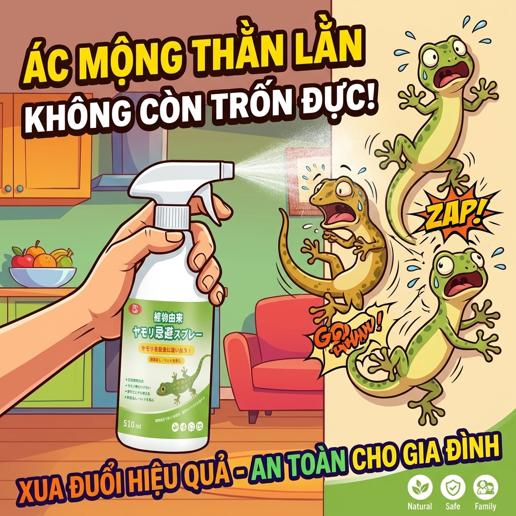 🦎 Xịt là thằn lằn biến mất ngay! 🦎 Xịt xua thằn lằn 510ml, công thức tự nhiên, Nhật Bản nghiên cứu mới nhất