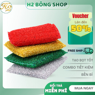 Combo 4 Miếng Rửa Chén Kim Tuyến Tạo Bọt
