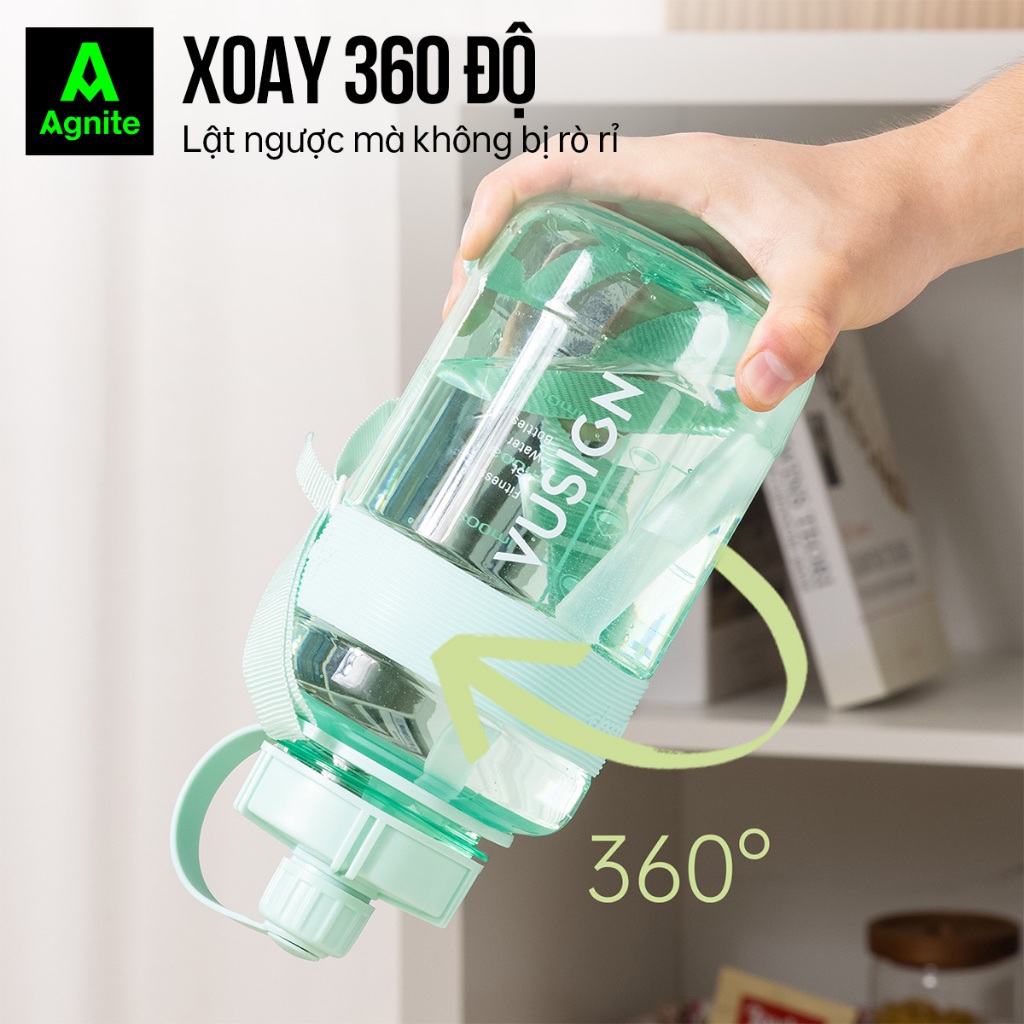 Bình nước KHỔNG LỒ, bình đựng nước 2L chính hãng AGNITE, có giấy kiểm định chất lượng nhựa - nhiều màu sắc bắt mắt