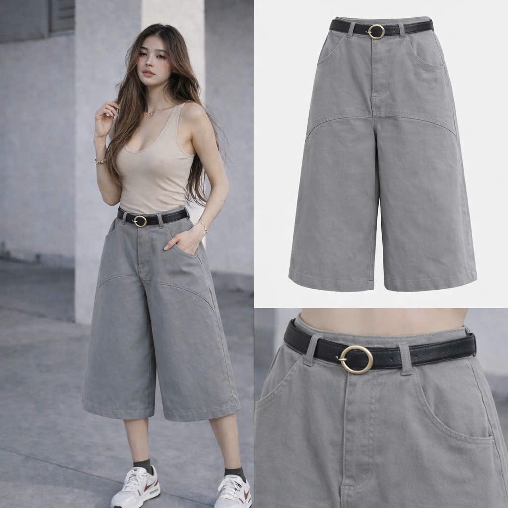 Quần Short Kaki WIDE180 Gladimax Lửng Kaki Ống Rộng 4 túi Form đẹp, dày dặnn, Chống nhănn, Chuẩn Form