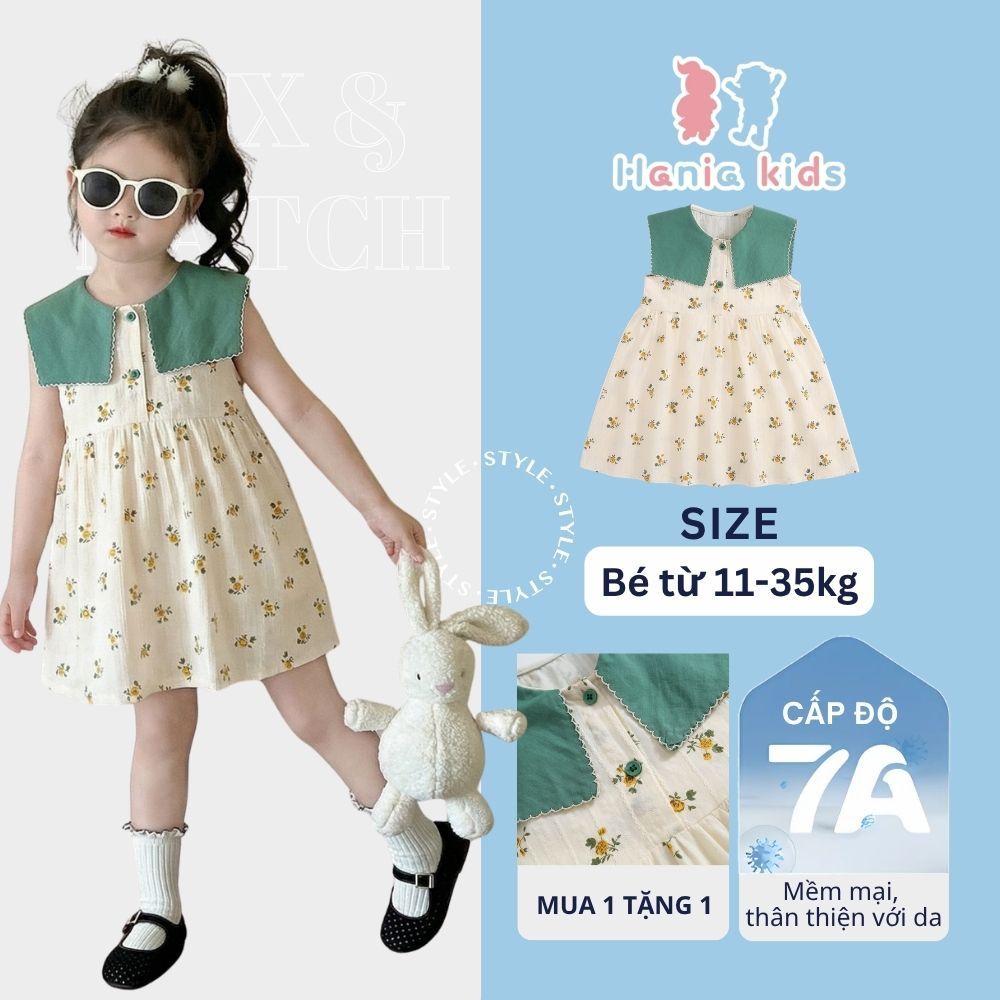 Váy Cho Bé Gái HANIA KIDS Hoa Nhí Cổ Tròn Dáng Xòe Dễ Thương Chất Liệu Mềm Mại