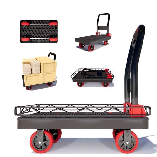 xe đẩy hàng, xe kéo hàng reaim xe đẩy hàng rào tải trọng 600kg gấp gọn tiện lợi kèm dây da hàng hóa khó rơi ra