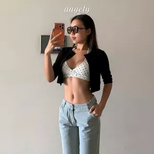 Áo Cardigan Croptop Tay Lửng Nút Cài Ôm Dáng Mỏng Nhẹ Augety Studio, CAIA Cardigan