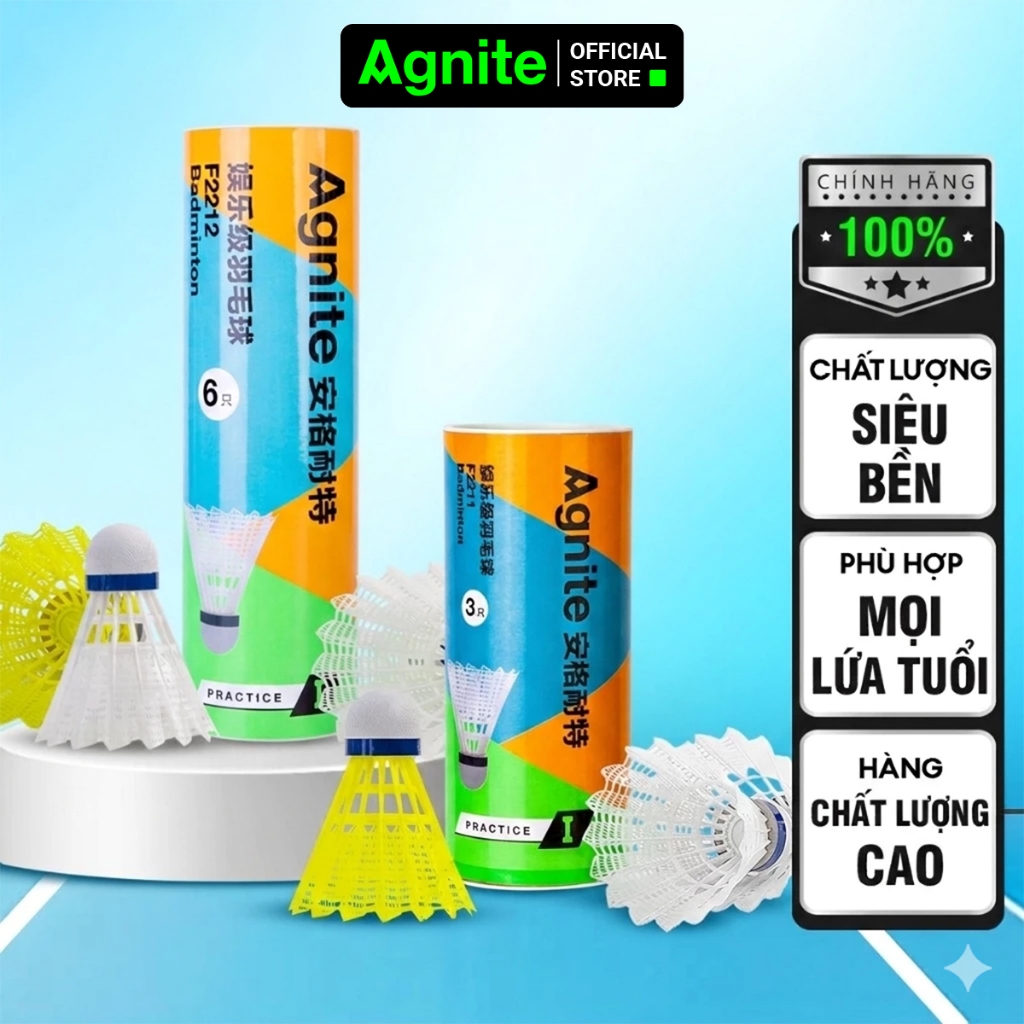 [TẶNG 1 QUẢ] Cầu lông nhựa cao cấp, quả cầu lông nhựa AGNITE chính hãng, đường bay ổn định, nhẹ, bền, 2 màu tùy chọn | BigBuy360 - bigbuy360.vn