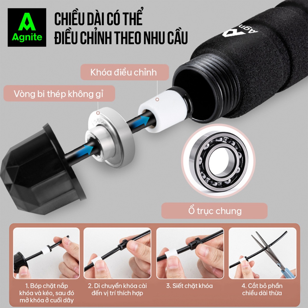 Dây Nhảy Agnite Giảm Cân Dây Nhảy Thể Lực Tính Calo Tập Cardio Tại Nhà Nam Nữ