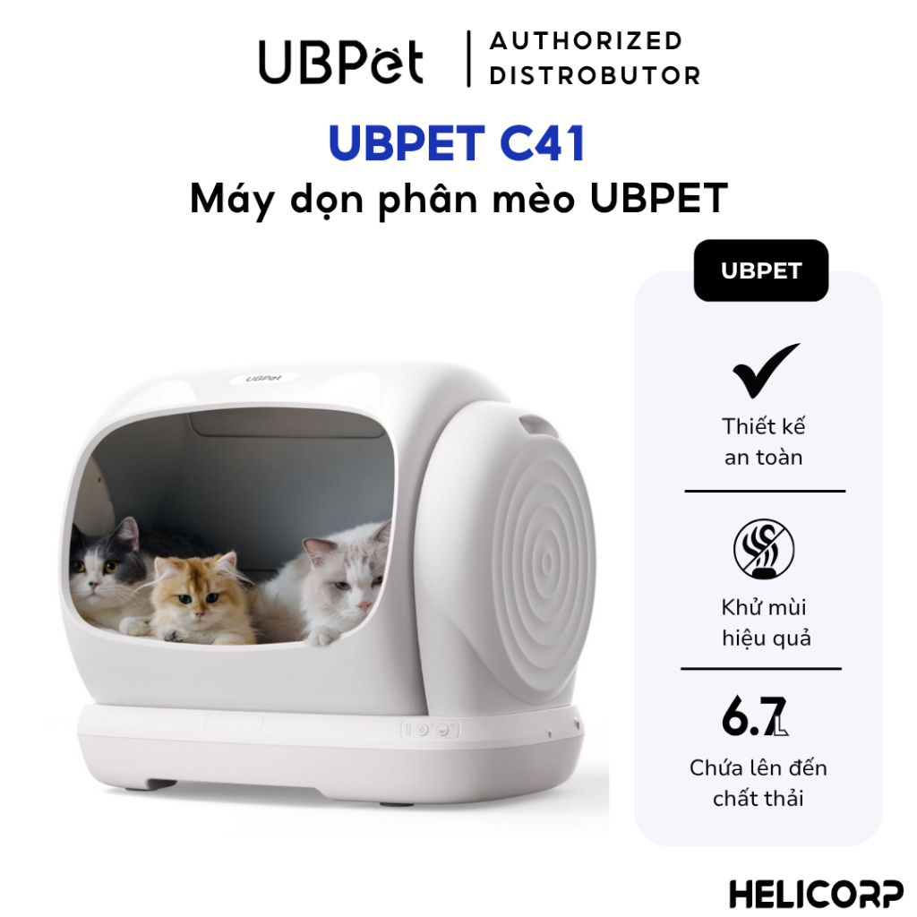 [NEW 2026] Máy Vệ Sinh Cho Mèo Tự Động UBPET C41 Phù Hợp Mèo Đến 15 Kg