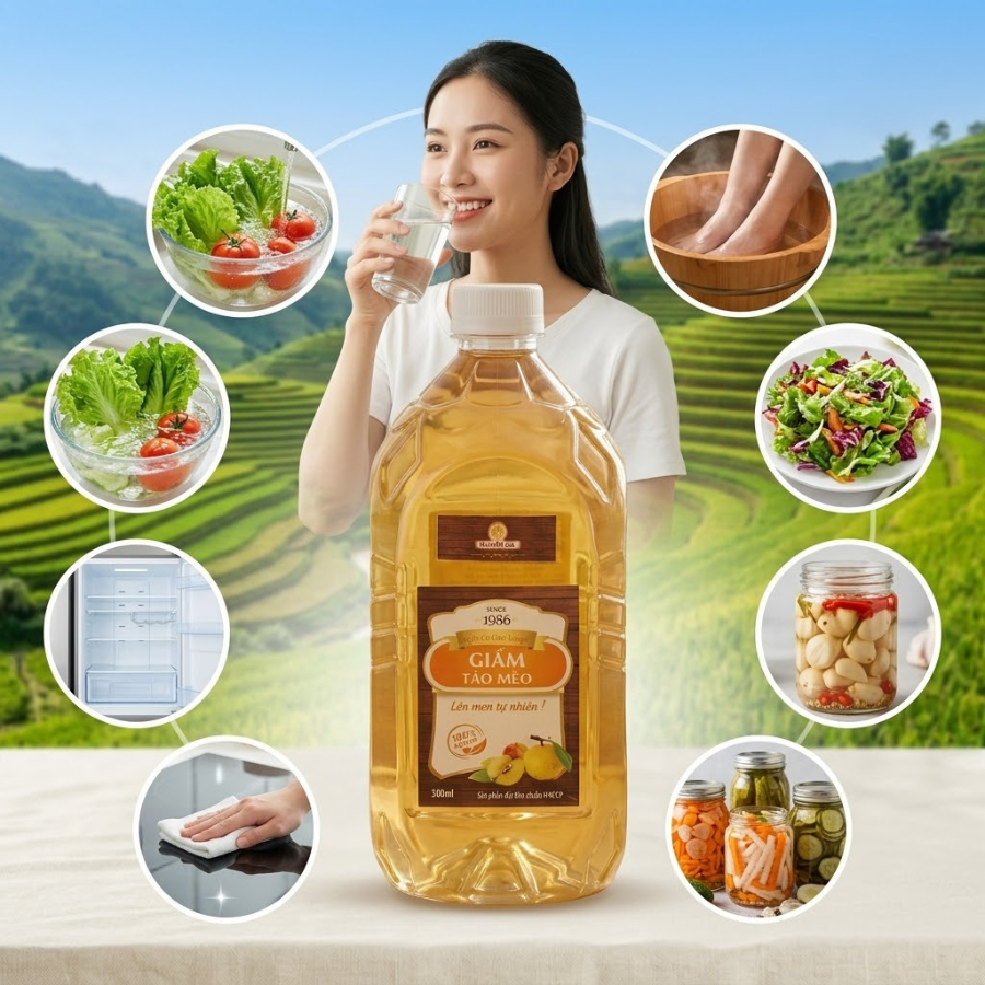 Giấm Táo Mèo đặc sản Yên Bái Lên Men Tự Nhiên Nguyễn Gia 500ml / 1L/ 2000 ML đặc sản tây bắc.