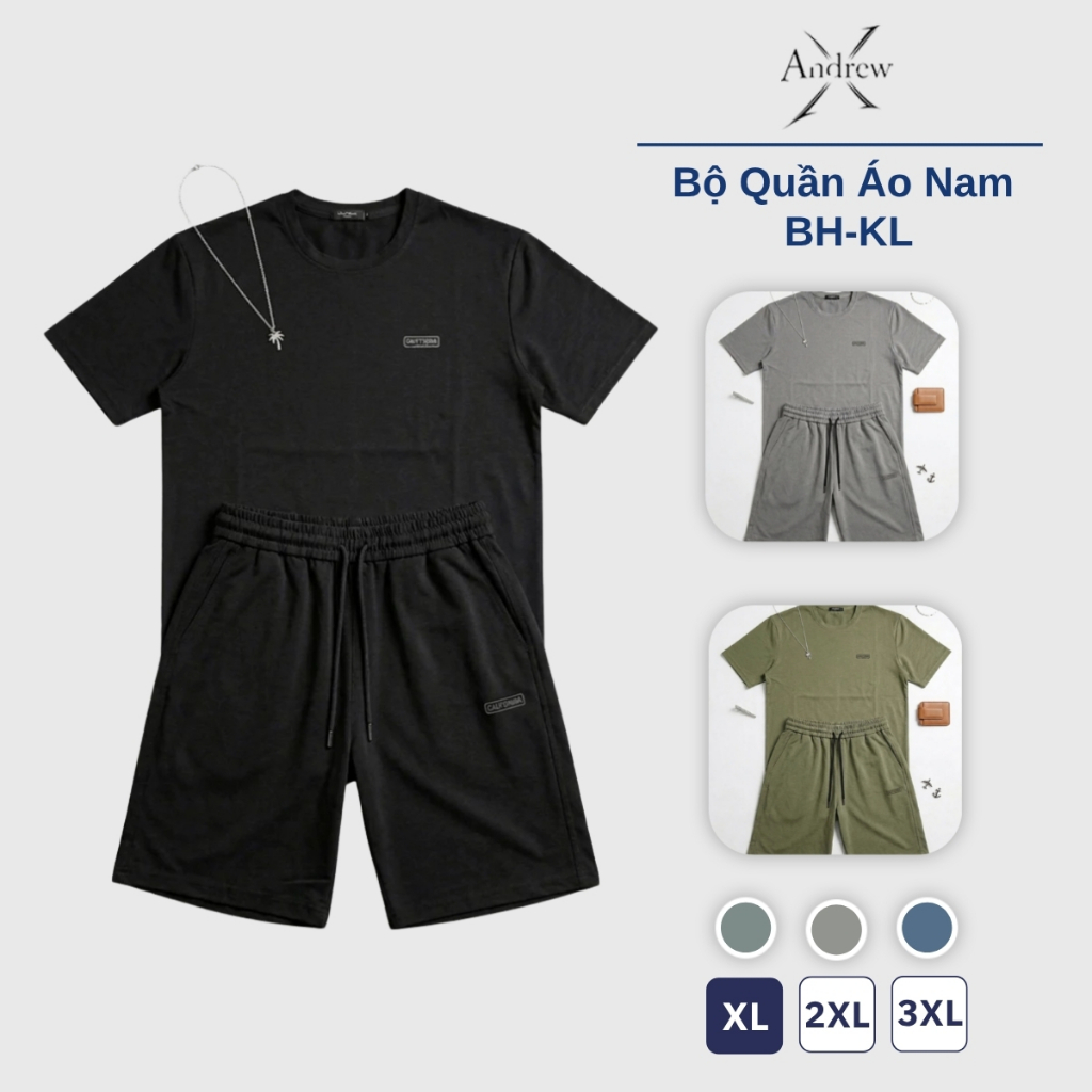 Bộ Quần Áo Nam BH-KL Cotton Mát Dịu - Thấm Hút Mồ Hôi - Dễ Vận Động Thiết Kế Gọn Gàng Hợp Mùa Hè