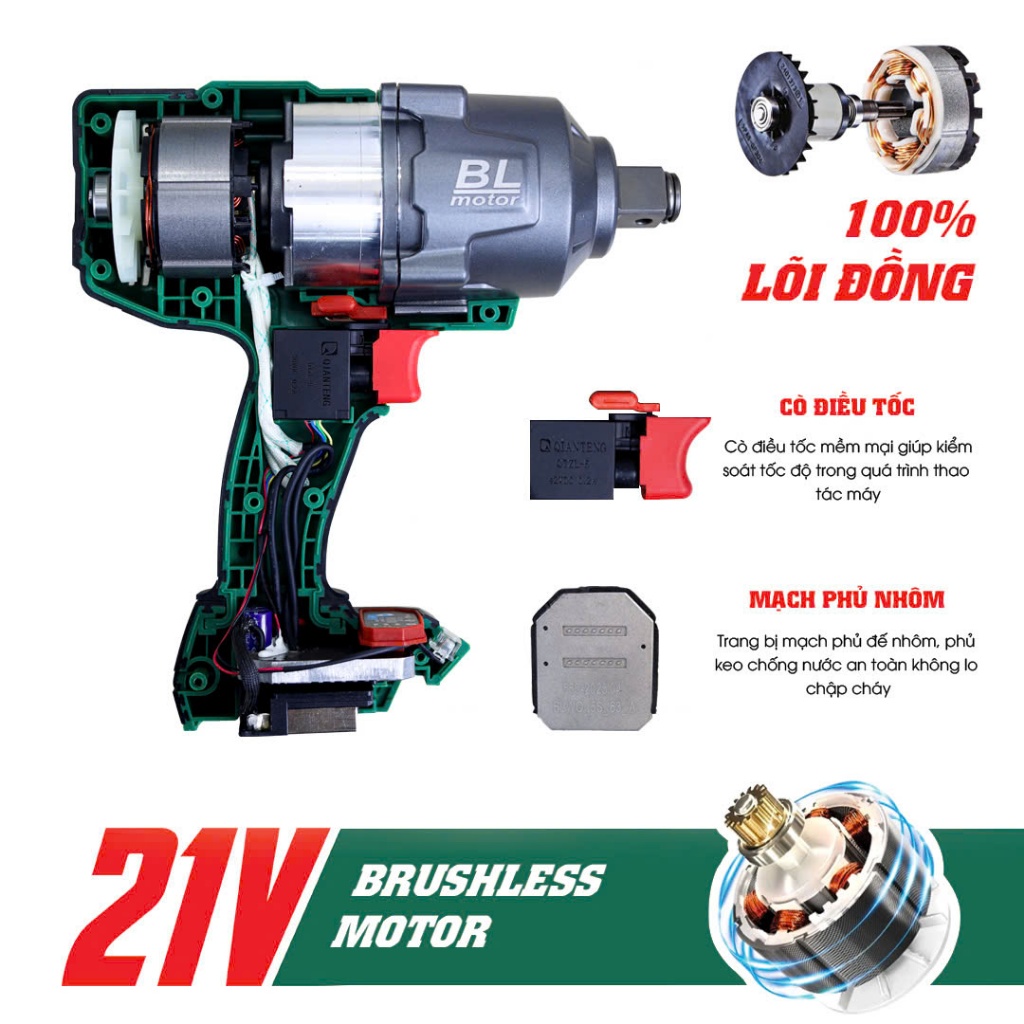 [KÈM PHỤ KIỆN] Máy Bắn Bulong 2100N  Workfix WF-IW2100PRO Khỏe Nhất, Chuyên Vặn Mở Vặn Ốc Xe Kéo, Xe Tải Tấn, Ô Tô,...