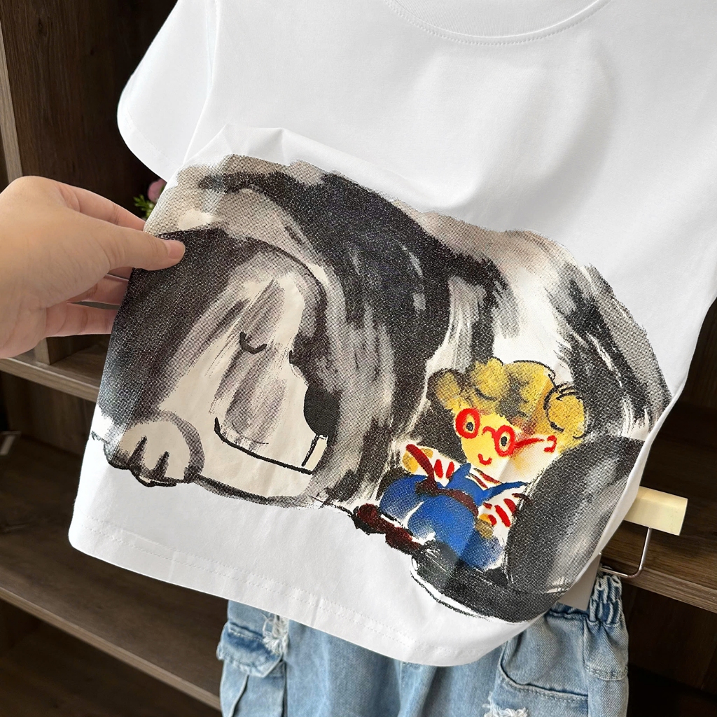 Áo Thun Trẻ Em Mirage Họa Tiết Chó Trắng Đáng Yêu Chất 100% Cotton Cao Cấp, Có Kèm Hình Thật.
