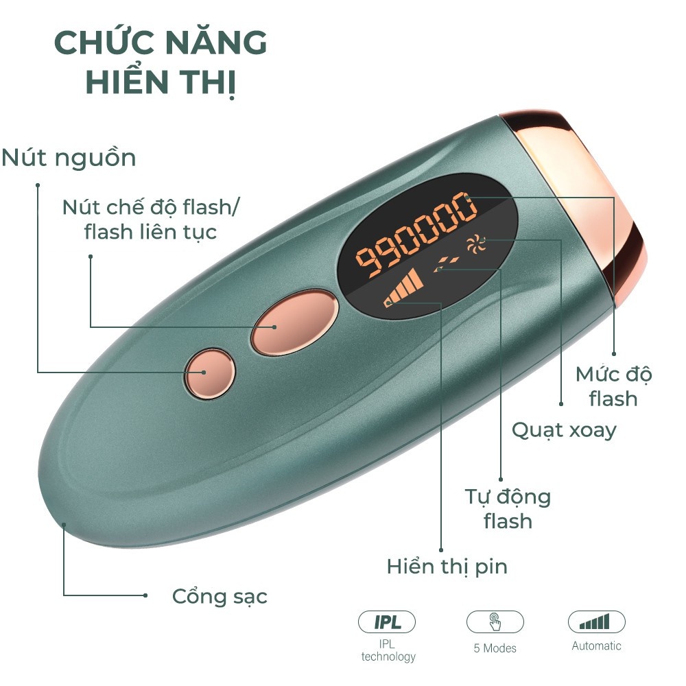 Máy Triệt Lông Mini RUGGO, NĂNG LƯỢNG 19J Rút Ngắn Thời Gian Loại Bỏ Lông Vĩnh Viễn Tại Nhà, Triệt Lạnh IPL TRẺ HÓA DA | BigBuy360 - bigbuy360.vn