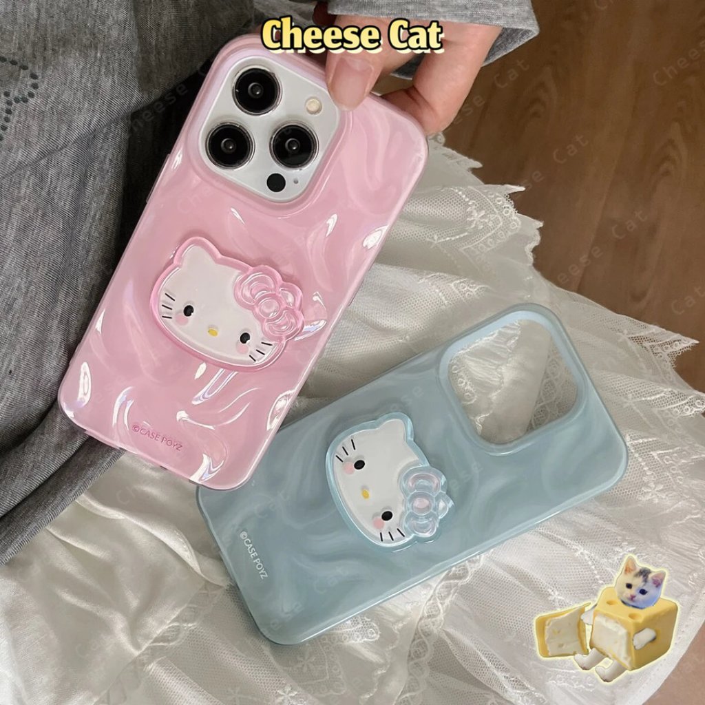 Kitty Dây chuyền và mèo kt ba chiều dễ thương Ốp điện thoại cho iPhone 14 15 16 13 12 11 17 Pro Max Xs Max XR 7 Plus