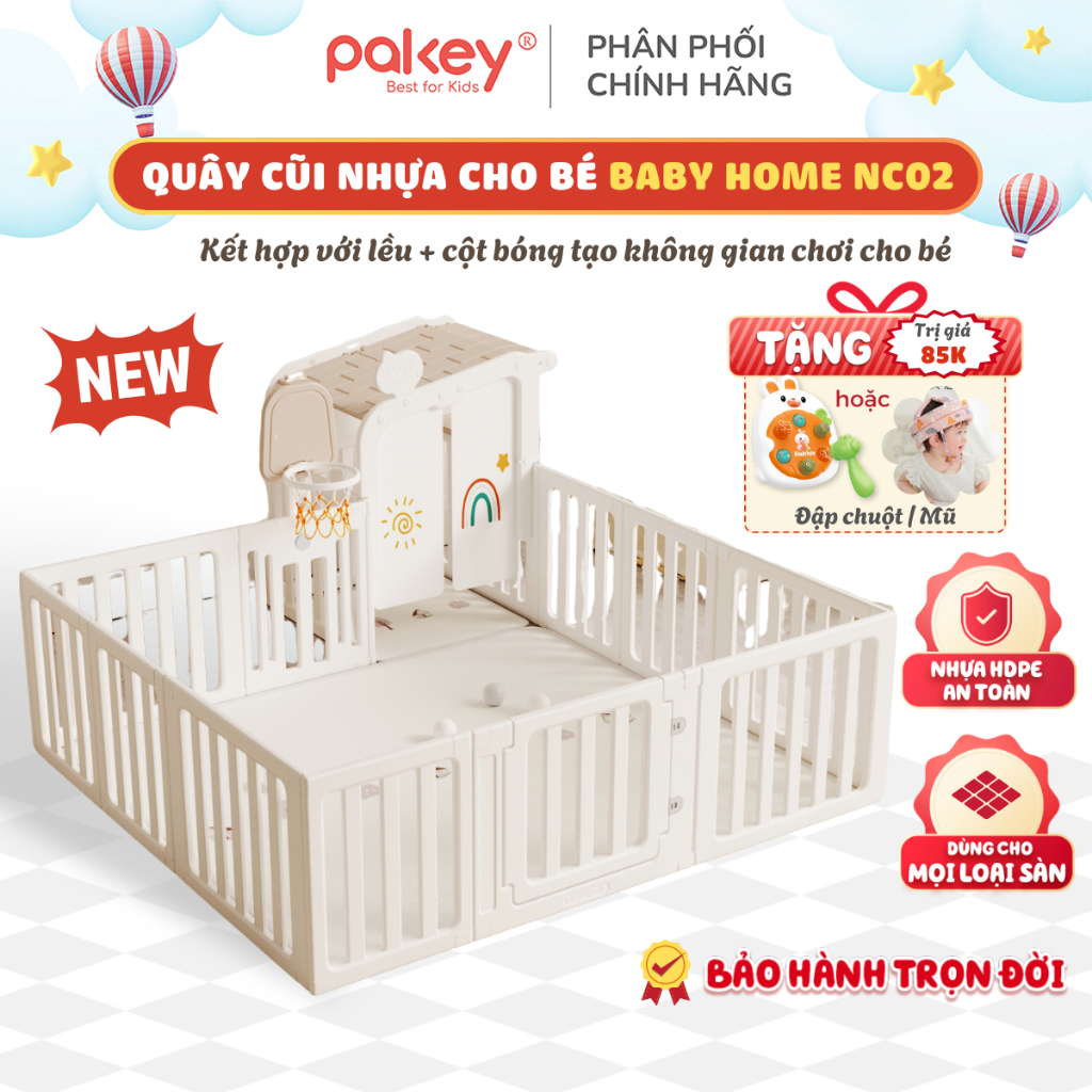 [HỎA TỐC] Quây Cũi Nhựa Cho Bé Mẫu Mới Baby Home, Quây Kết Hợp Lều, Cột Bóng Rổ Tạo Không Gian Vui Chơi Cho Bé