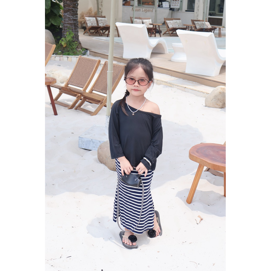 (sunny baby house) set trễ vai đi biển mẹ và bé phối chân váy đuôi cá