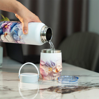Sét Quà Tặng Tri Ân, Bộ Bình Cốc Giữ Nhiệt Hương Sắc Ruby Tinh Tế Kèm Hộp Và Túi Xách