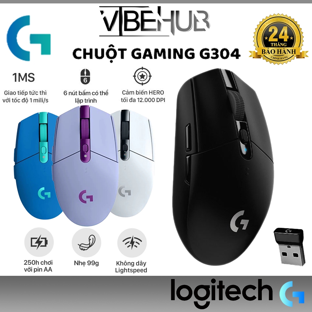 Chuột gaming không dây Logitech G304 - nhẹ, 6 nút lập trình, onboard ...