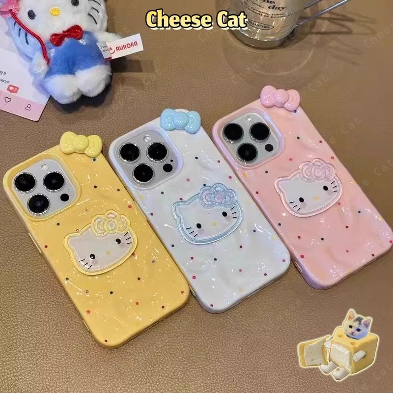 phong cách cô gái hàn quốc ins Kitty chấm đen Ốp điện thoại đơn giản cho iPhone 14 15 16 13 12 11 17 Pro Max Xs Max XR