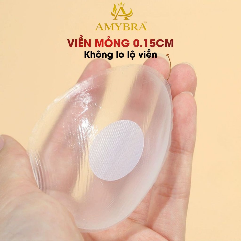 Miếng Dán Ngực Silicon Không Lộ Viền Tệp Da, Hộp 5 Cặp Dán Ti Trong Suốt Tái Sử Dụng AMYRBA H08