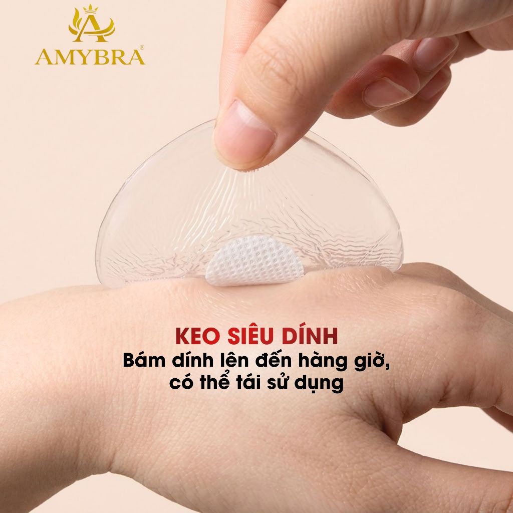 Miếng Dán Ngực Silicon Không Lộ Viền Tệp Da, Hộp 5 Cặp Dán Ti Trong Suốt Tái Sử Dụng AMYRBA H08