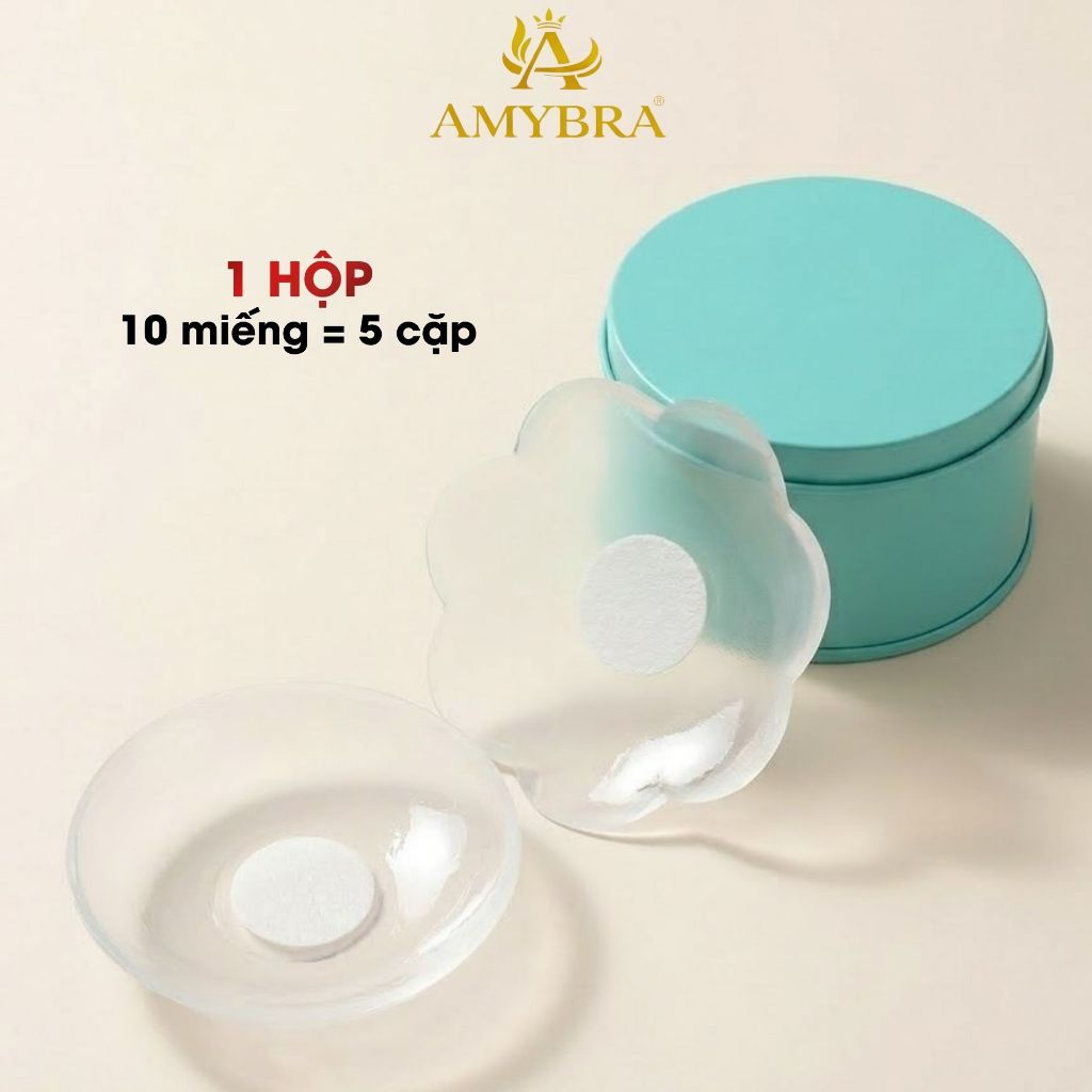 Miếng Dán Ngực Silicon Không Lộ Viền Tệp Da, Hộp 5 Cặp Dán Ti Trong Suốt Tái Sử Dụng AMYRBA H08