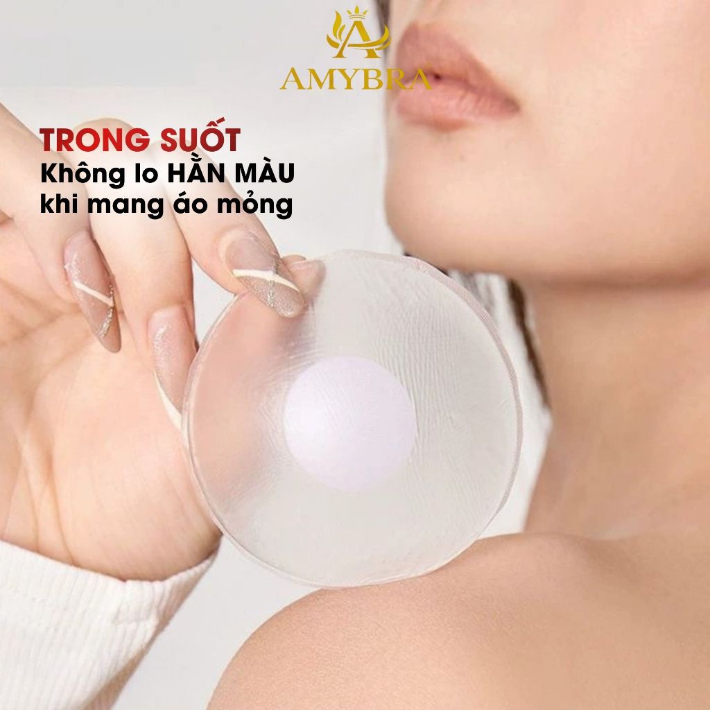 Miếng Dán Ngực Silicon Không Lộ Viền Tệp Da, Hộp 5 Cặp Dán Ti Trong Suốt Tái Sử Dụng AMYRBA H08