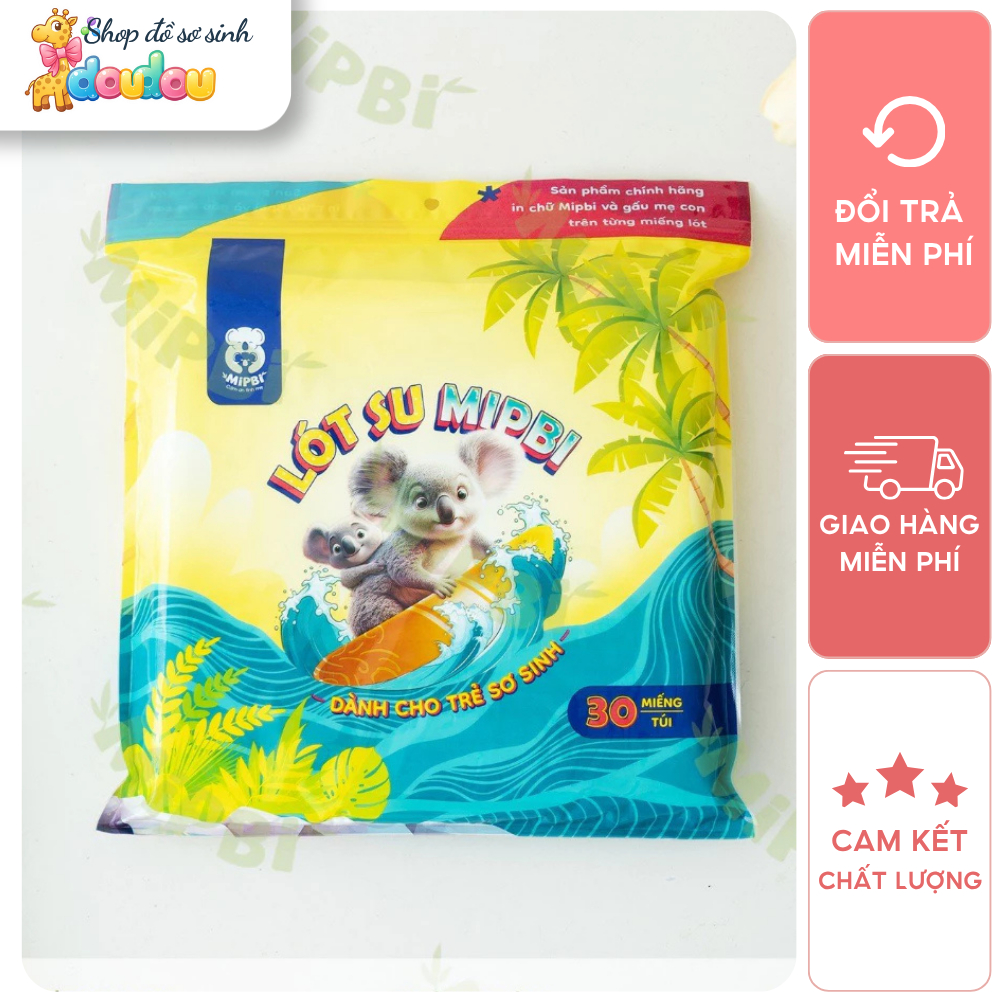 Tấm Lót Phân Su Sơ Sinh MIPBI 30 Miếng Cho Bé Thấm Hút Nhanh Khô Thoáng An Toàn DouDou A42