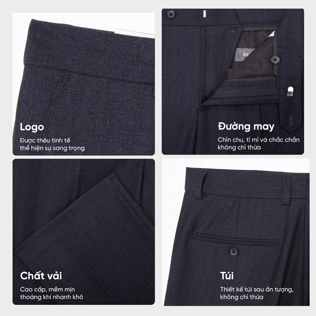 Quần âu nam trung niên MASCULINE MKL600 - Form đứng dáng vải cotton rayon thoáng mát co giãn nhẹ