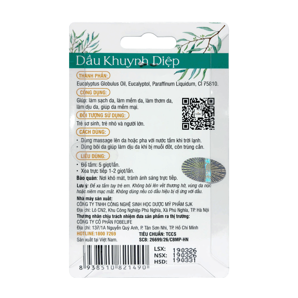 Tinh Dầu Tràm & Khuynh Diệp Fobaby Fobe N2 - CHAI LỚN 25ml