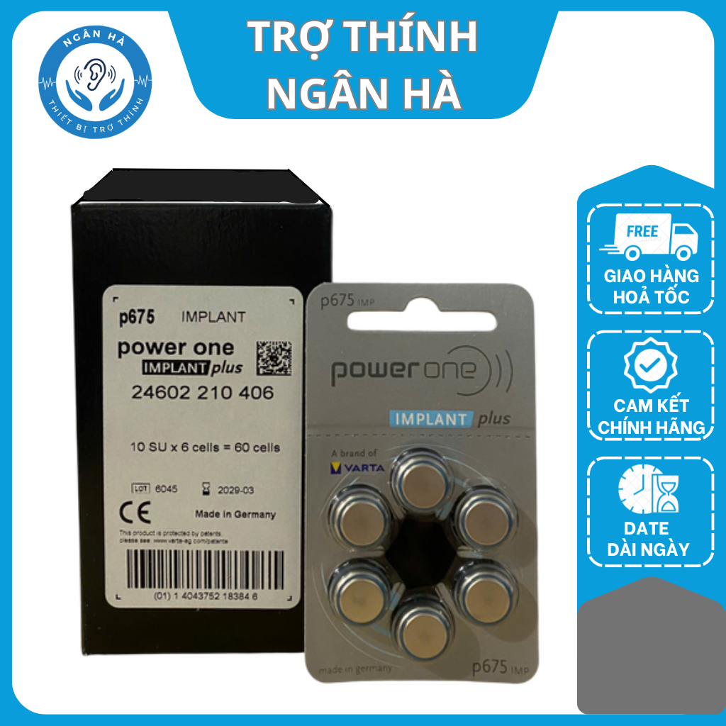 Pin Ốc Tai Điện Tử PowerOne 675 nhập khẩu Đức dành cho máy Điện cực ốc ...