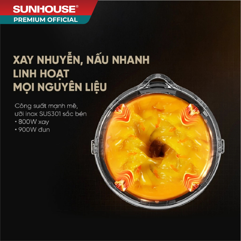 Máy làm sữa hạt đa năng Sunhouse SHD5266 - Đa chức năng xay nấu - Công suất tới 1700W - Dung tích 1750ml