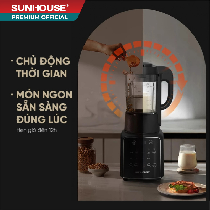 Máy làm sữa hạt đa năng Sunhouse SHD5266 - Đa chức năng xay nấu - Công suất tới 1700W - Dung tích 1750ml