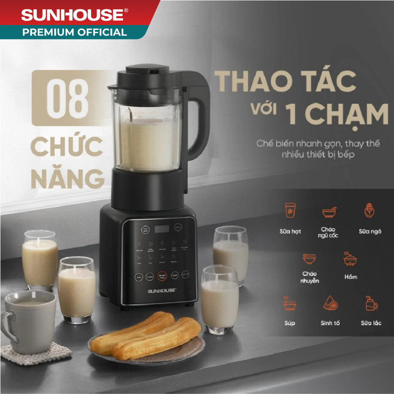 Máy làm sữa hạt đa năng Sunhouse SHD5266 - Đa chức năng xay nấu - Công suất tới 1700W - Dung tích 1750ml