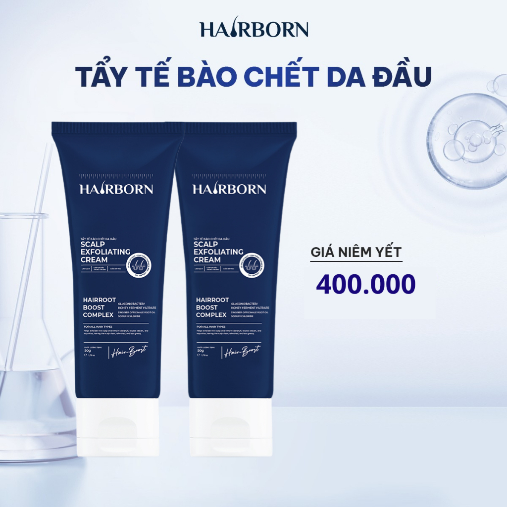 Muối Tẩy Tế Bào Chết Da Đầu HairBorn 50g - Làm Sạch, Thoáng Da Đầu, Giảm Dầu