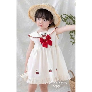 [MỞ BÁN] Váy Bé Gái Sát Nách Cherry Gắn Nơ Cho Bé Gái Đáng Yêu Size Từ 6 - 24kg