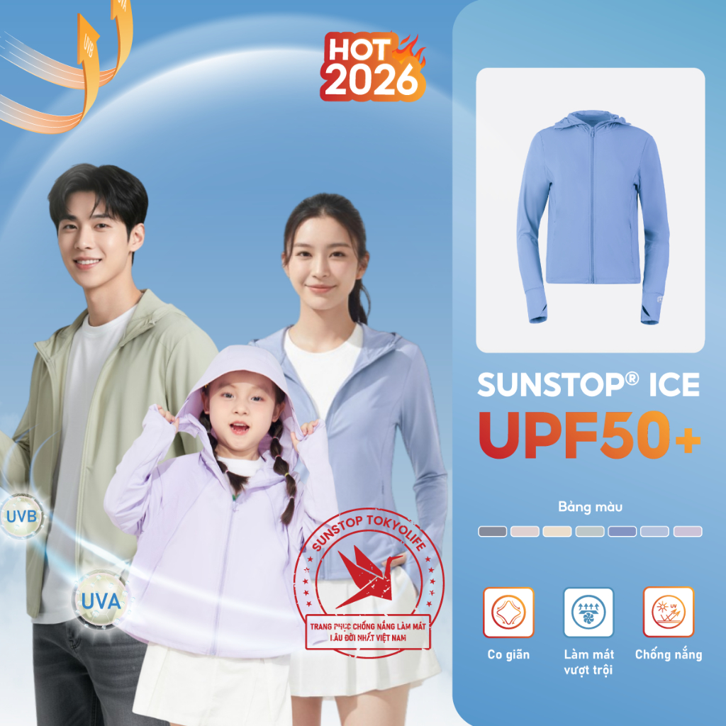 Combo Áo chống nắng Sunstop cho gia đình TOKYOLIFE thoáng khí có mũ rộng vành