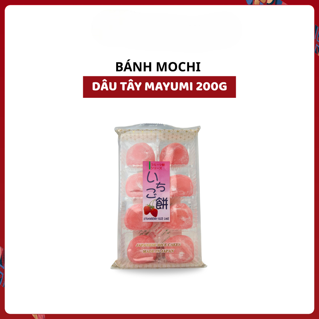 Bánh Mochi Mayumi 200g Nhật Bản - Vị Dâu Tây/Đào/Hồng Bạch/Matcha/Thanh Yên/Socola JAPAUS GOURMET