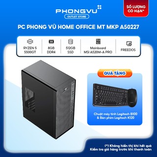 Máy tính để bàn/PC Phong Vũ Home Office MT MKP A50227 (AMD Ryzen 5 5500GT/1x8GB D4/512GB SSD/Free DOS)