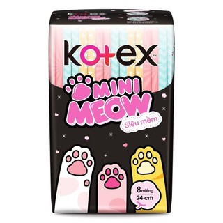[Thùng 16 gói] Băng vệ sinh Kotex Mini Meow Siêu mềm SMC 24cm - Lucie's Mom