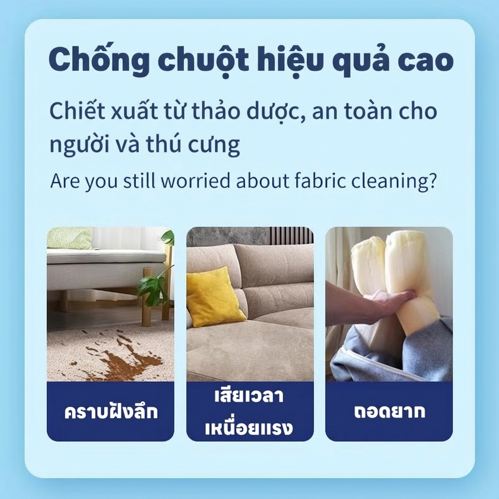 ✨ Không làm hỏng vải, tẩy sạch vết bẩn! ✨ Xịt vệ sinh sofa 500ml, giặt khô, không cần giặt, không để lại vết nước