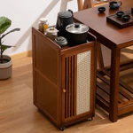 Bàn trà điện thông minh 32cm x 72cm màu nâu cổ điển - Bàn trà nhỏ gọn phòng khách, Tủ trà gia đình có bánh xe di động — ảnh 6