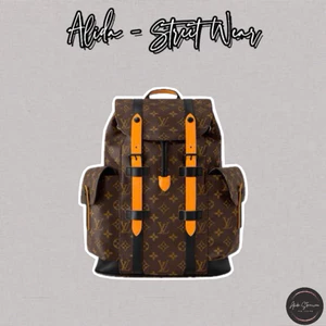 ⚡️[Hight Quality] Balo Nam Nữ \/ Chr1op Brown Backpack - Điểm Nhấn Hoa Nâu Phối Dây Vàng Cao Cấp Loại 1